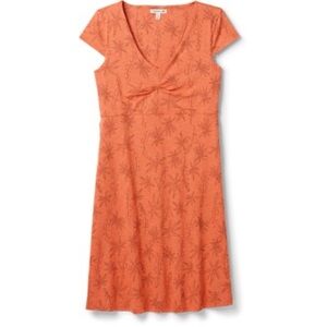 Toad & Co Rosemarie Organic Cotton A-Line Empire Waist Dress Orange Floral XS
